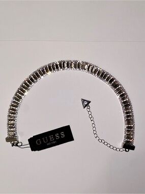 GUESS Silver Crystal Choker Necklace